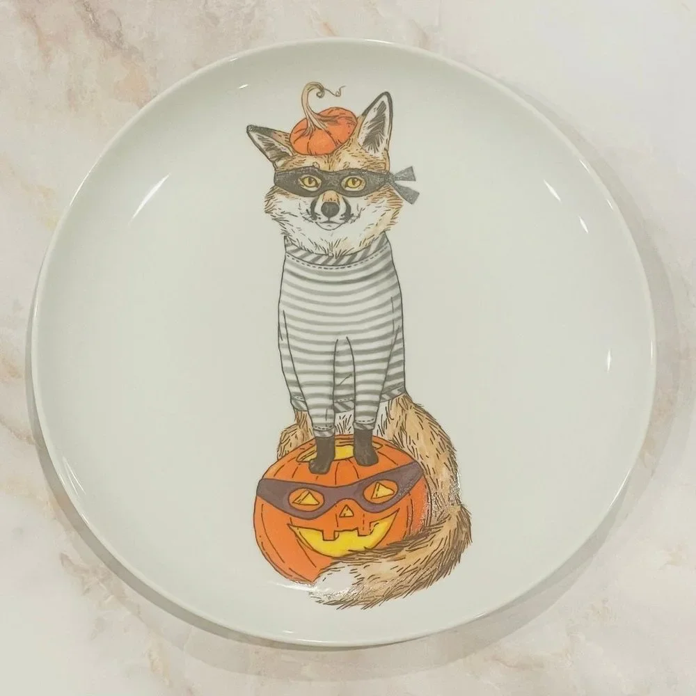 Halloween Costume Fox Bandit NIB West Elm Rachel Kozlowski Dapper Animals Plate